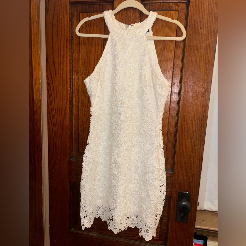 Lulu's White Lace Halter Dress